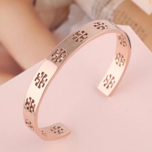 🆕 Tory Burch Authentic Rose Gold Pierced Cuff Bracelet - Picture 13 of 15